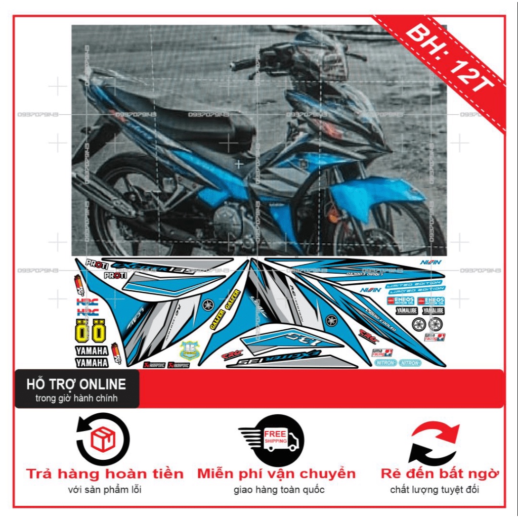 TEM RỜI EX 2011 CHẾ XANH ĐEN -- SHIN DECAL 2