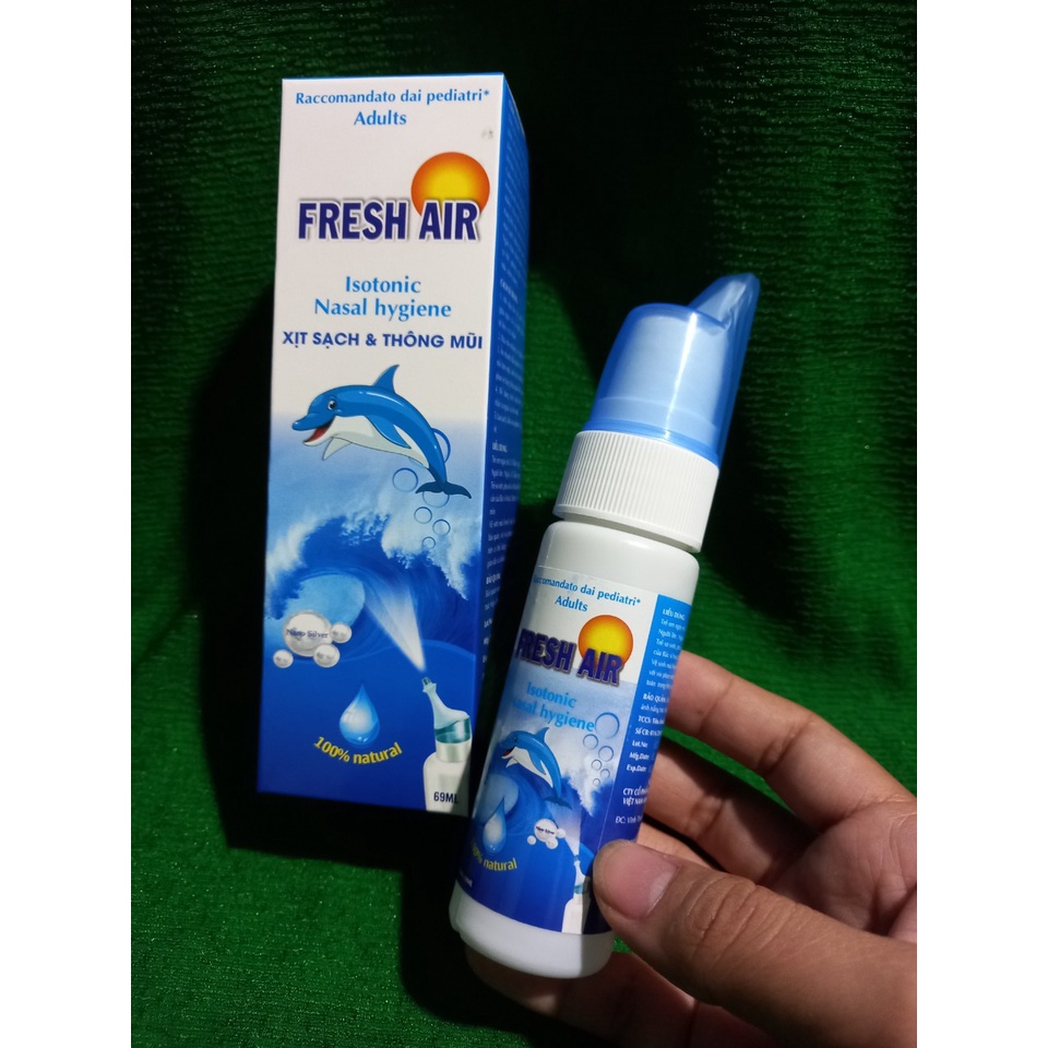 Xịt mũi cá heo xanh FRESH AIR xịt sạch &amp; thông mũi ( chai 69ml)