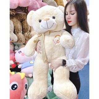 Gấu bông Teddy cầu vồng Love 3 màu kem hồng và xanh kích thước 80-110cm NEOCI