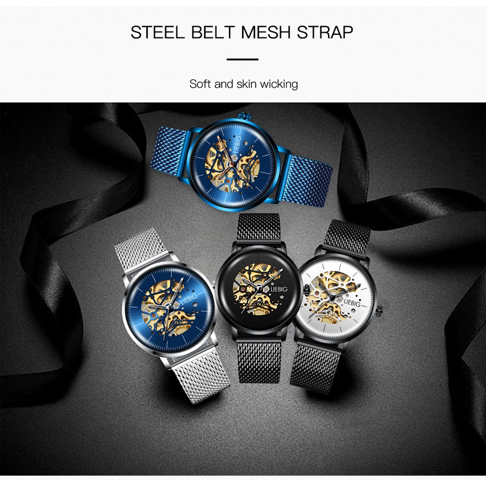 Đồng Hồ Cơ SKMEI x LIEBIG L3001 Nam Lộ Máy Dây Thép Đúc Đặc Không Gỉ Mặt Chống Xước | BigBuy360 - bigbuy360.vn