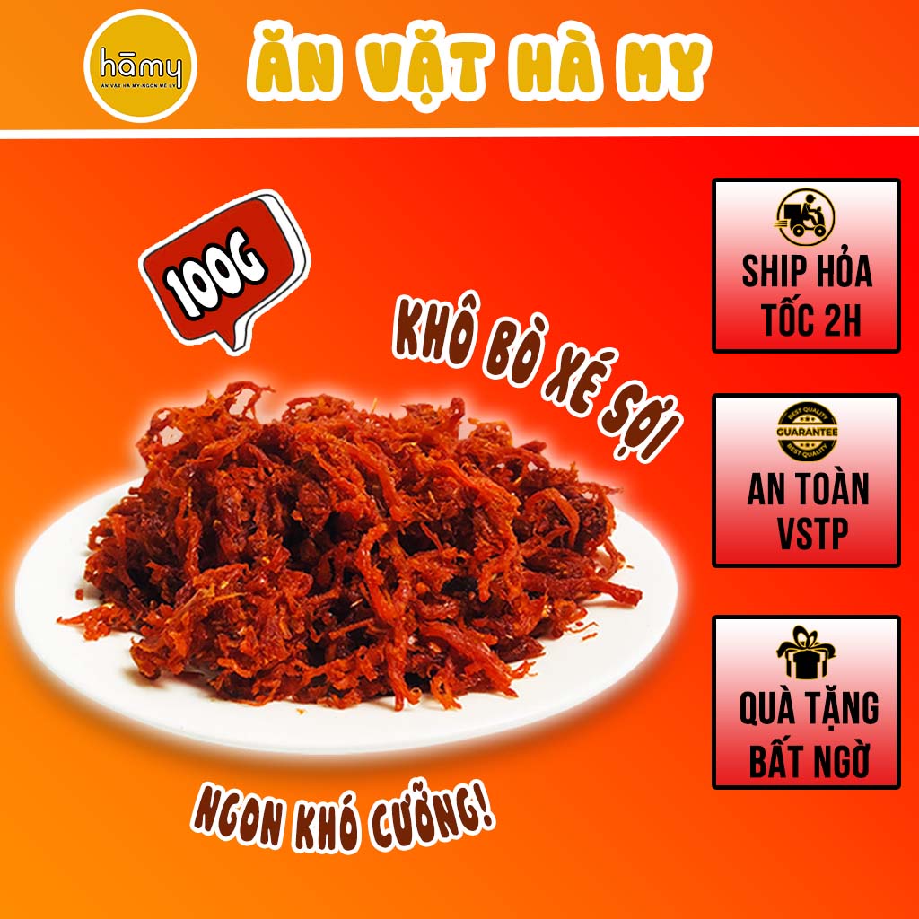 Khô bò xé sợi loại 1 túi 100g đồ ăn vặt Hà My - anvathamy288