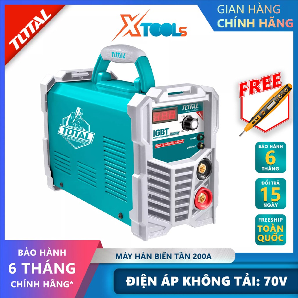 Máy hàn điện tử Inverter MMA TOTAL TW22005 Máy hàn điện có Điện thế: 220-240V Điện áp 10-200A Điện thế không tải 70V