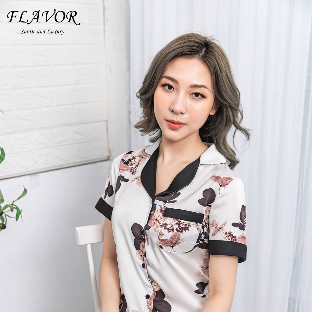 Bộ đồ ngủ mặc nhà pijama FLAVOR F1005 lụa Latin Pháp cao cấp sang trọng tinh tế