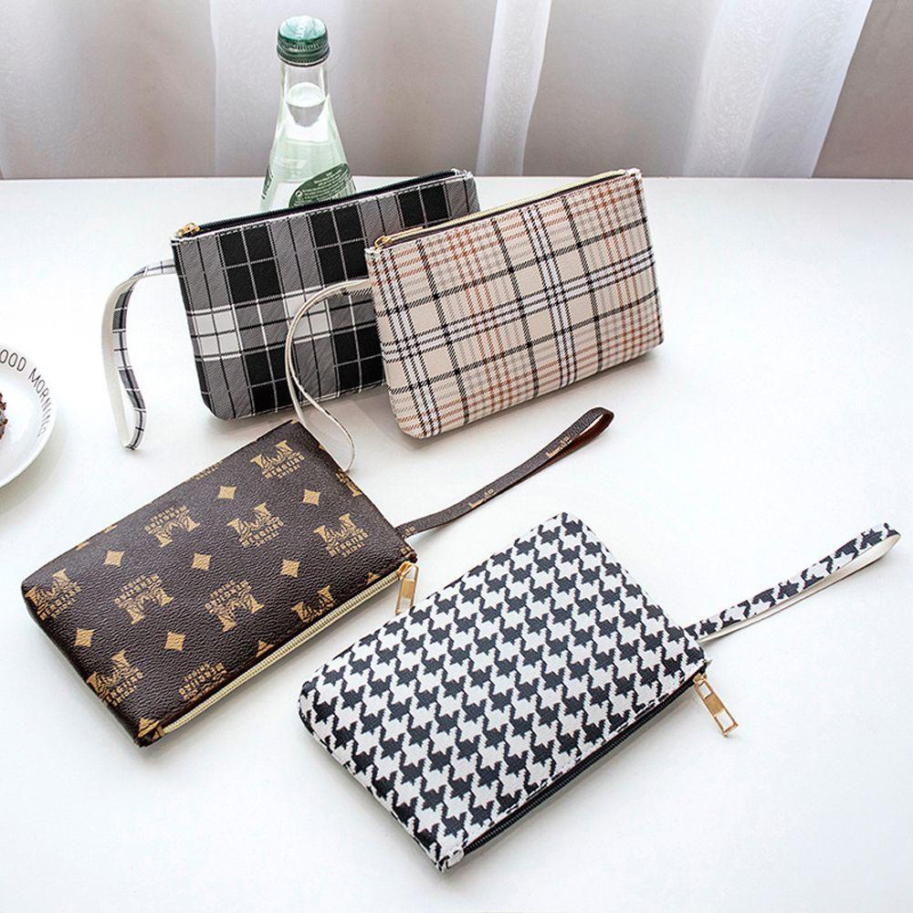 OCEANMAP Túi Đựng Mỹ Phẩm Cầm Tay Họa Tiết Kẻ Sọc Thời Trang Cổ Điển