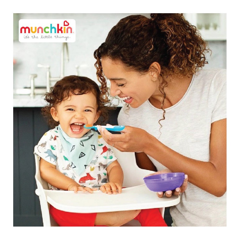 [Chính Hãng] Bộ 4 bát ăn dặm có nắp và thìa Munchkin - Chén ăn dặm cho bé Munchkin