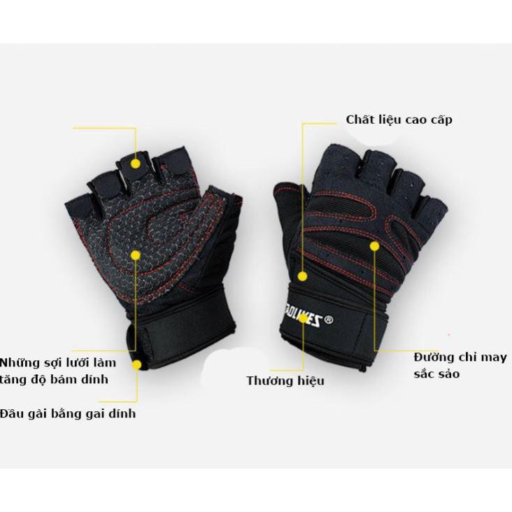 Găng tay thể thao tập gym có bảo vệ cổ tay cao cấp Phụ Kiện Gym Aolikes Bao tay có cổ (109)