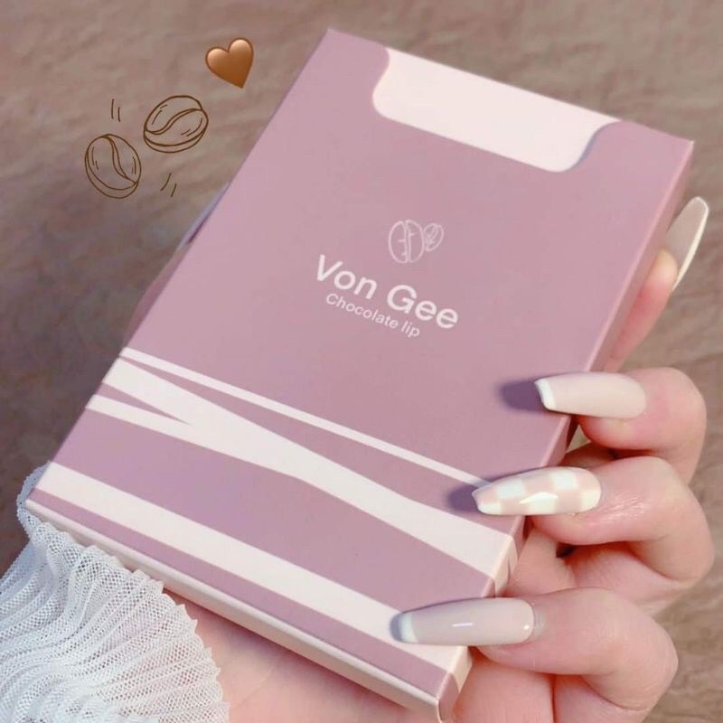Sét son kem lì 5 cây Von Gee họa tiết cà phê