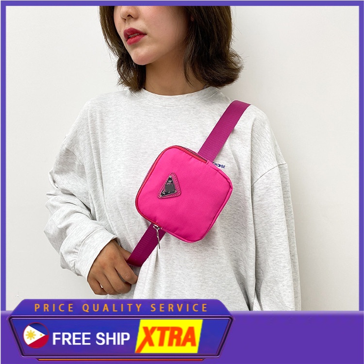 Túi bao Prada cho Nữ, Túi đeo hông chống trộm, Túi vuông nylon chống thấm mini, Túi đựng điện thoại thời trang Hàn Quốc
