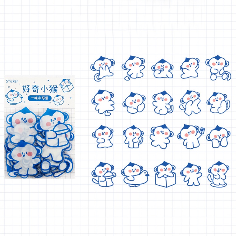 Bộ 40 miếng hình dán PET chống thấm nước họa tiết hoạt hình đơn giản trang trí sổ tay đẹp mắt DIY RYT