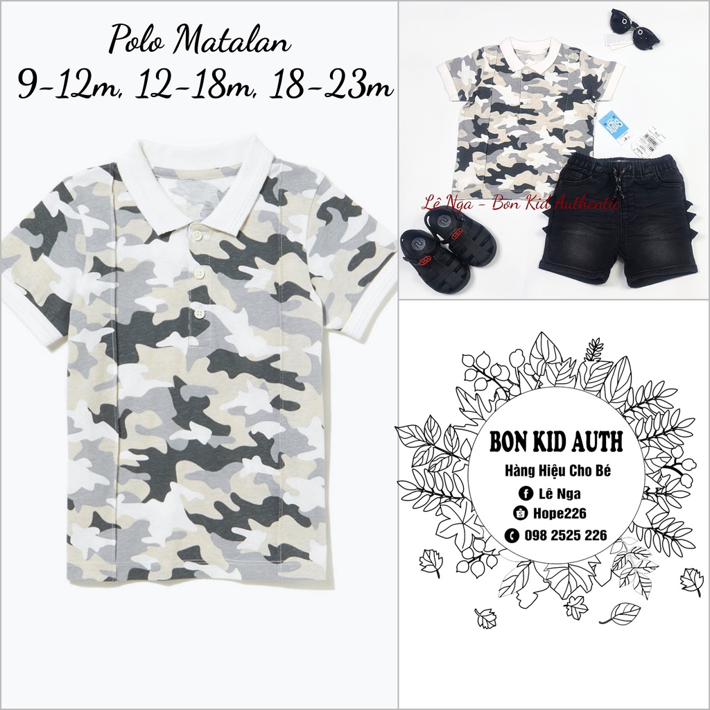 Áo polo rằn ri MATALAN_UK chính hãng sz 9-12m, 12-18m, 18-23m