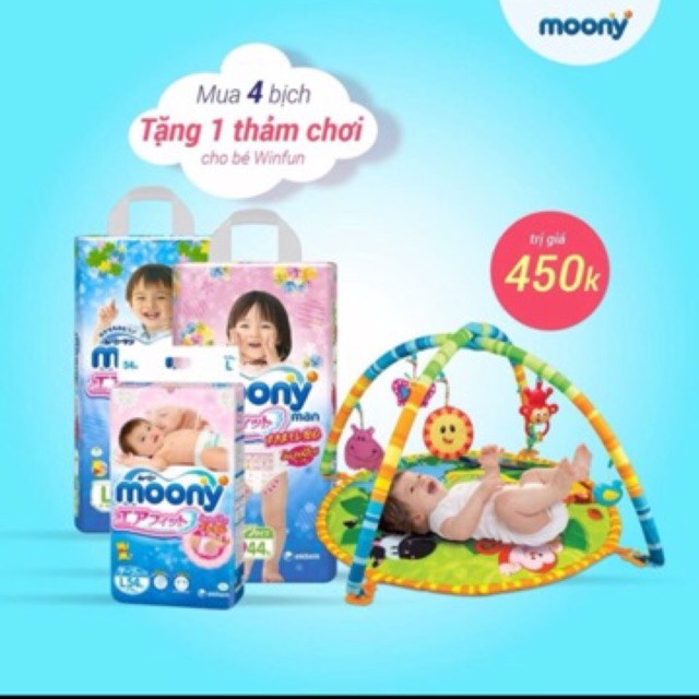 (Tặng chim cánh cụt/Bộ chế biến ăn dặm/thảm chơi nhạc winfun) Bỉm moony tã quần/dán Nb90,S84,M64,M58,L54,L44,xl38