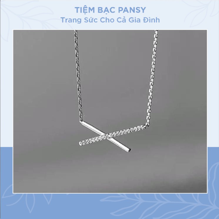 Dây chuyền bạc ta cho nữ chữ X đính đá
