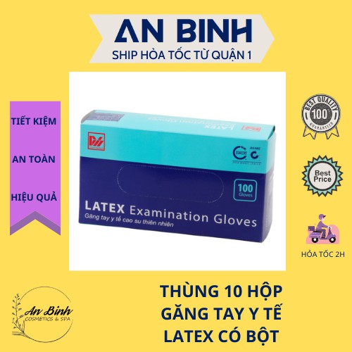(Q1-HCM) Thùng Găng Tay Y Tế Latex Có Bột Duy Hàng - Rất Dai Co Và Giãn Tốt Dùng Trong Spa (10 Hộp)