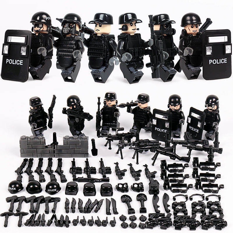 [12 Lính - Hộp Giấy]BỘ ĐỒ CHƠI XẾP HÌNH Minifigure LÍNH, Lego Lính Swat