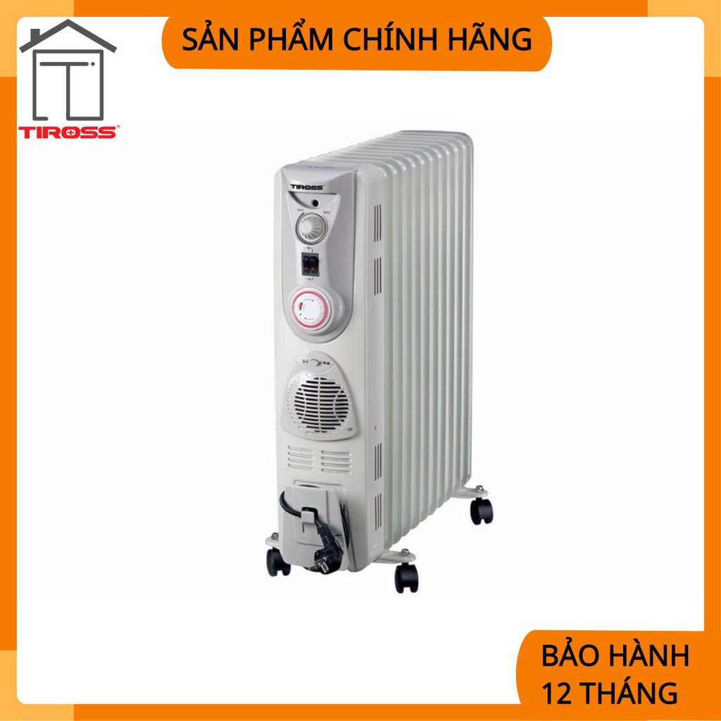 [Tiross-Việt Nam]Lò sưởi dầu 11 thanh Tiross TS 920, có hẹn giờ, quạt sưởi, giá phơi, hộp đựng nước tạo ẩm, 2400-2700W T