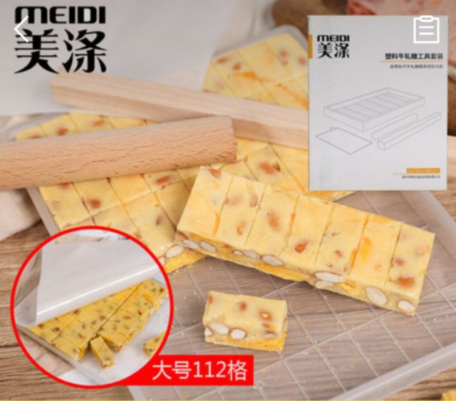 Bộ KHUÔN làm KẸO Nougat ĐẾ RỜI size to 112 viên