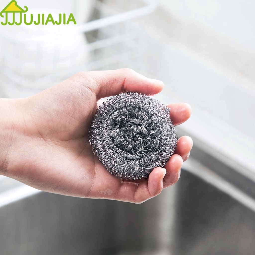 Set 10 Nùi Chùi Rửa Nồi Chảo JUJIAJIA Bằng Sợi Thép Không Gỉ Mỏng