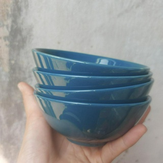 Bộ 6 chén sứ pastel xanh tráng men cao cấp - bát ăn cơm, chén cơm - dày đẹp chắc tay