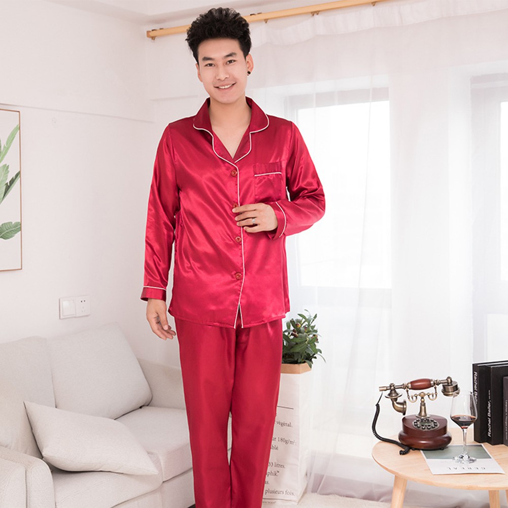 Bộ Đồ Ngủ Pijama Dài Tay Vải Phi Bóng Dành Cho Cặp Đôi