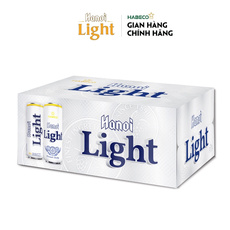 HỎA TỐC HÀ NỘI - Thùng 24 lon Bia Hanoi Light - HABECO (330ml/lon)