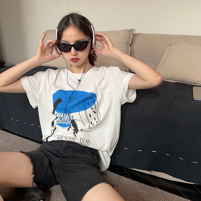 NRVP Áo Thun Cotton Tay Ngắn Cổ Tròn Màu Trơn Thời Trang Dành Cho Nữ