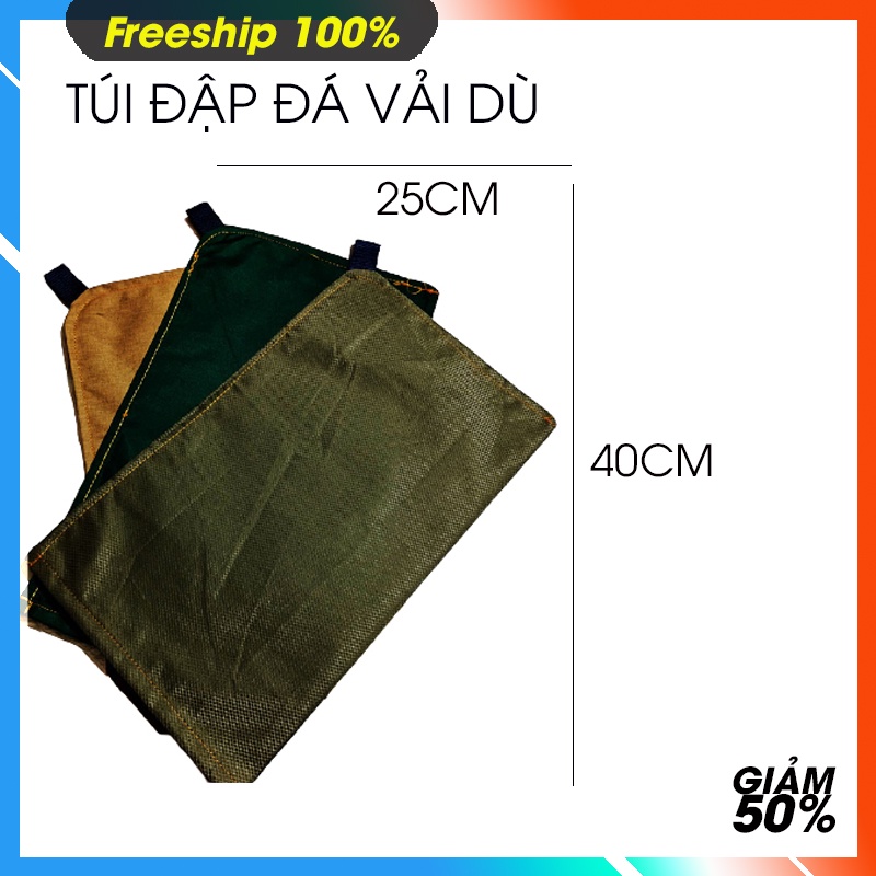 Túi đập đá vải dù siêu bền size 40x25 cm.