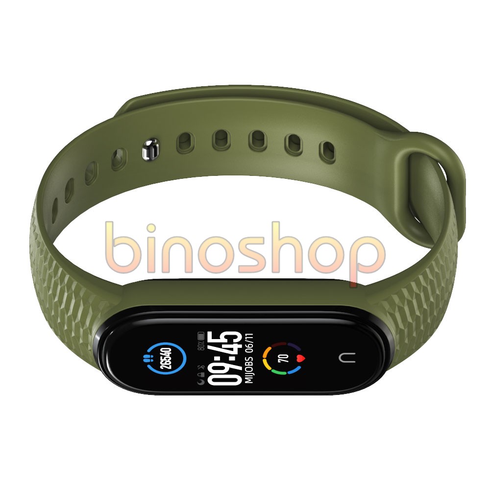 Dây đeo miband 6, miband 5 cao su vân sần nút kim loại MIJOBS, dây đeo thay thế mi band 5, mi band 6 silicon  MIJOBS