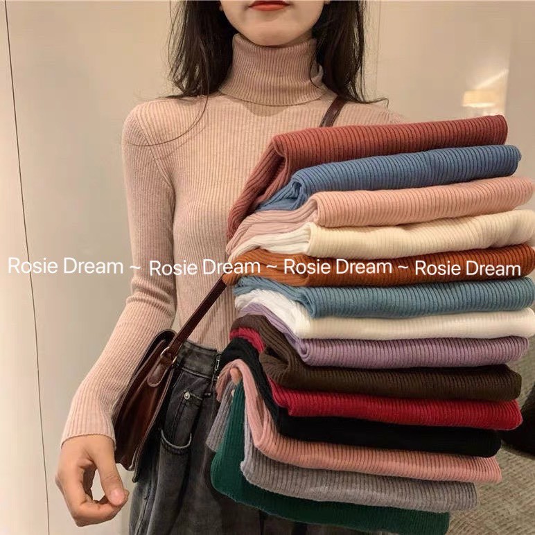 Áo Len Nữ Cổ Lọ Lông Cừu Hàng Quảng Châu Cao Cấp, Áo len gân cao cổ lọ (hàng Quảng Châu) - Rosie Dream Rosie Dream Shop
