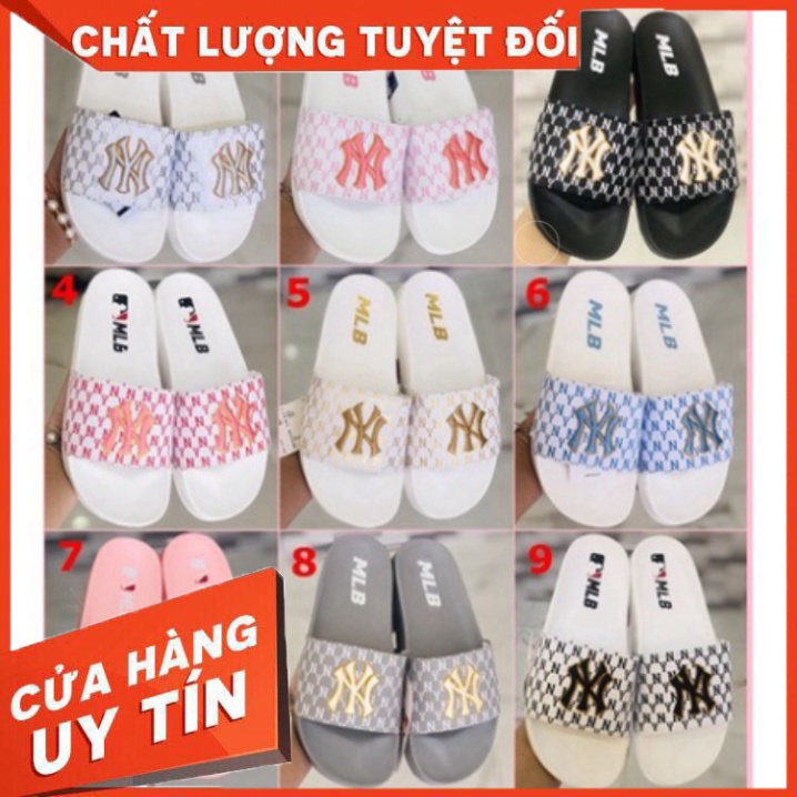 Dép MLB NY Nam Nữ Quai Ngang, Dép Lê Nữ NY Thêu Quai Khâu Thời Trang TBoutique