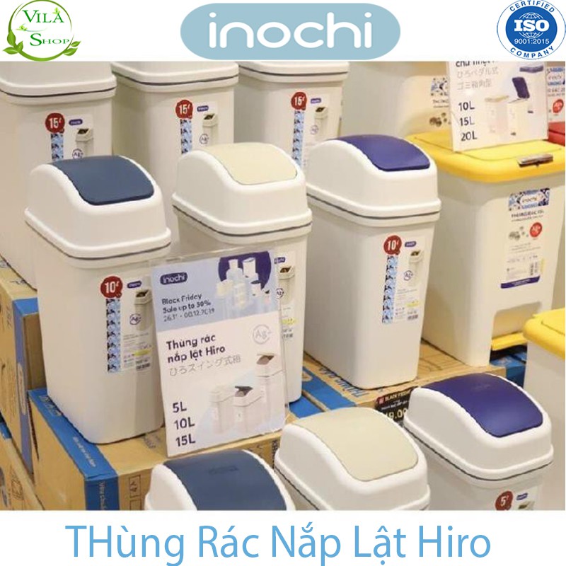 Thùng Đựng Rác, Thùng Rác Nhựa Nắp Lật Thông Minh Inochi 5L-10L 15L, Hàng Xuất Nhật - Châu Âu - EU