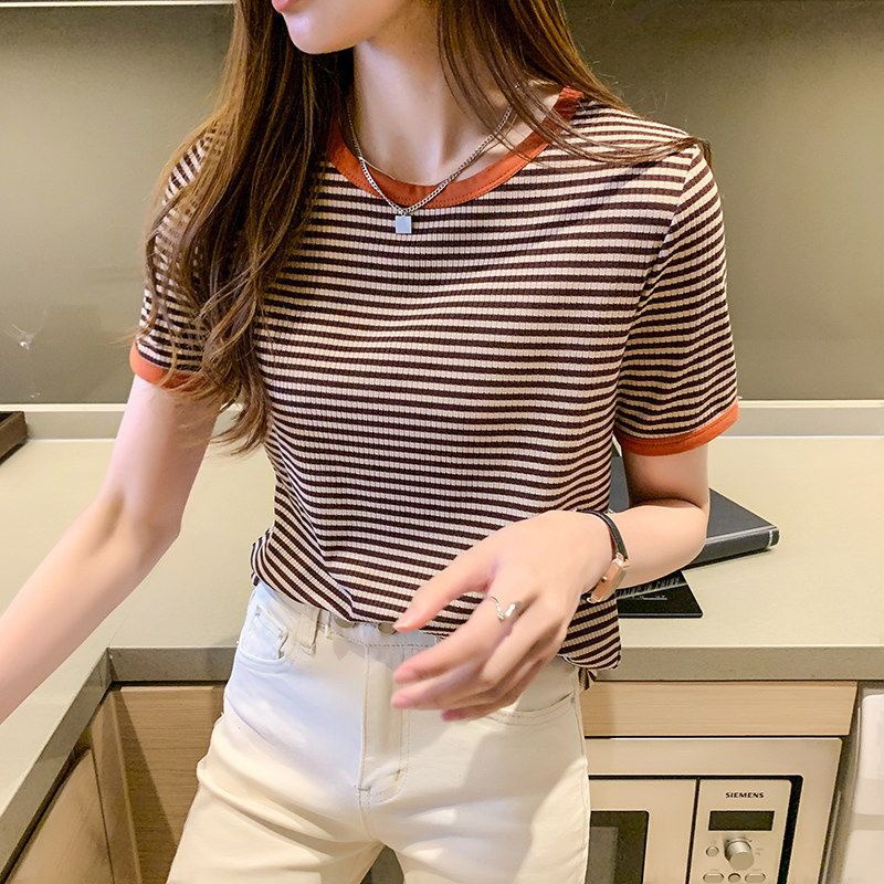Áo thun nữ BH tay ngắn sọc ngang thời trang