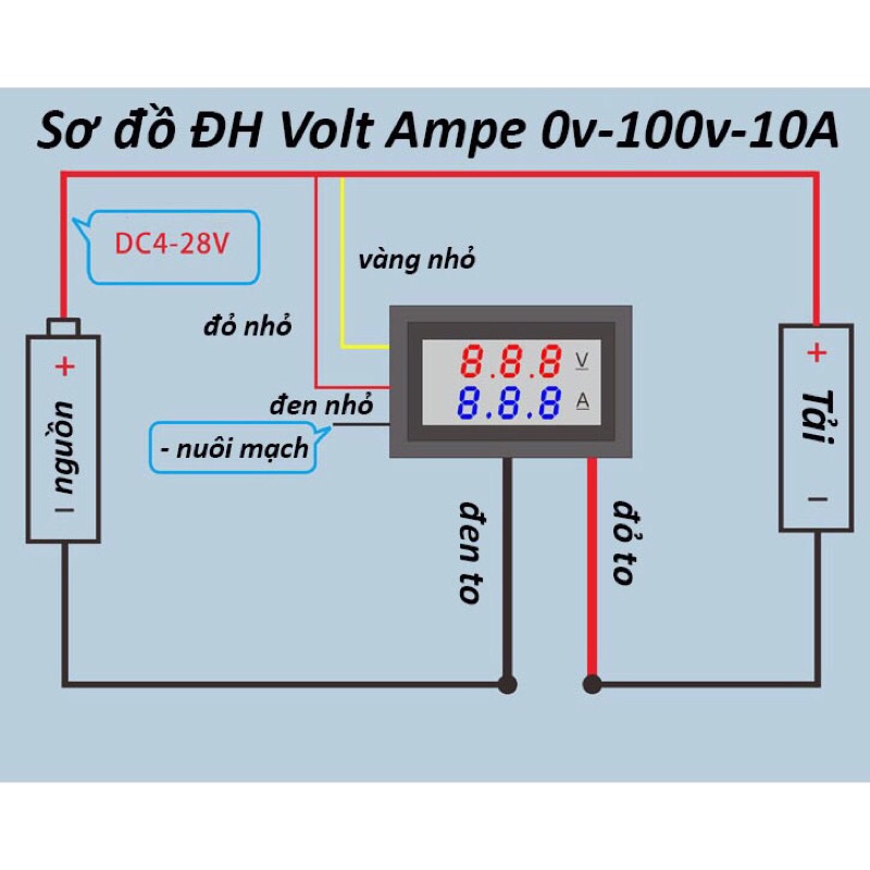Đồng hồ điện tử Vôn Ampe 0-100v