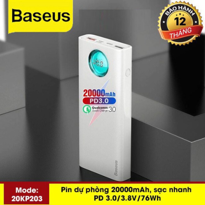 [CHÍNH HÃNG] Pin Dự Phòng Thương Hiệu Baseus Cao Cấp Dung Lượng 20000mah Sạc Nhanh Cổng PD 3.0 Sạc 2 Chiều