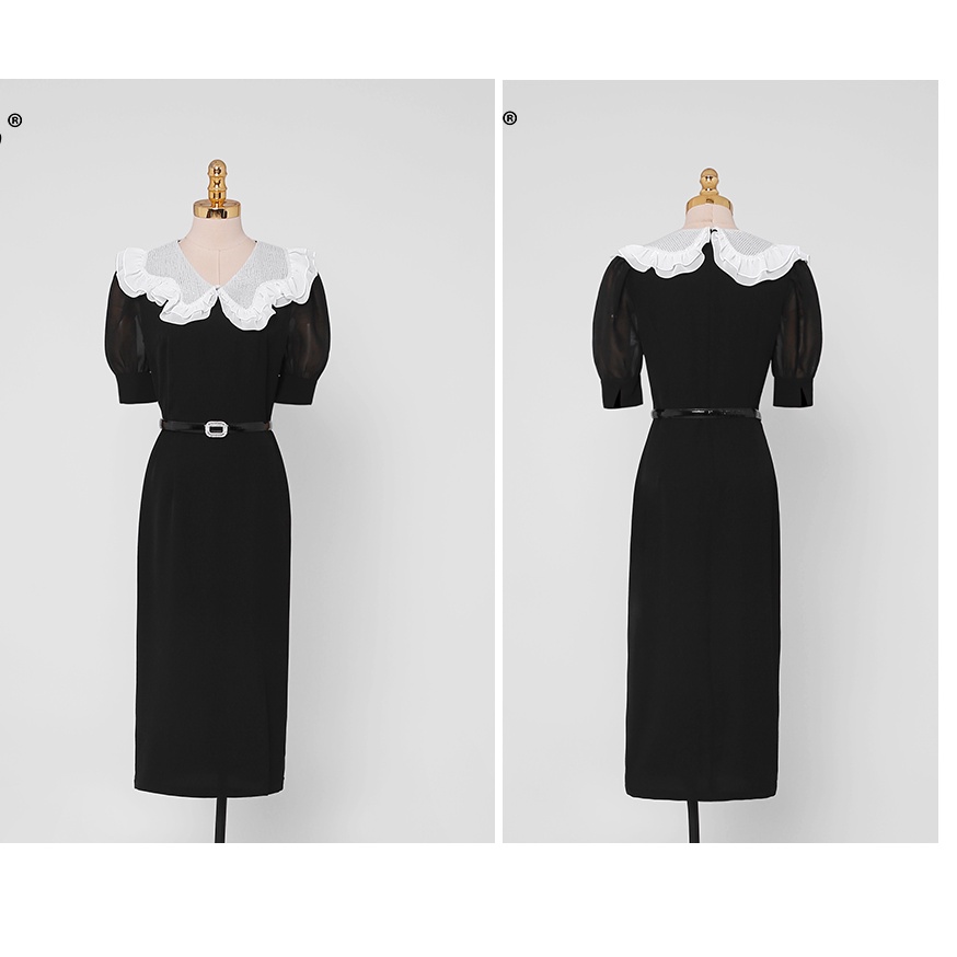 3350Q Đầm ôm ngắn tay nữ hè kèm thắt lưng hàng nhập