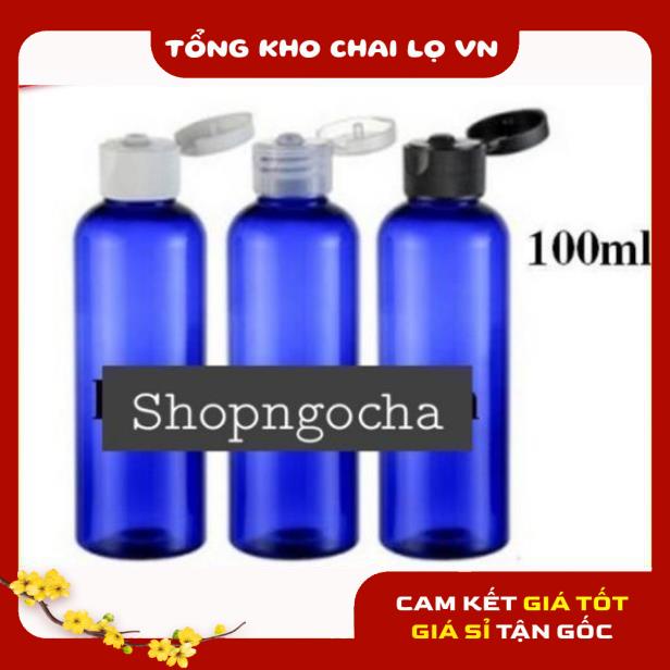 Chai Chiết Mĩ Phẩm ❤ SIÊU RẺ ❤ Chai nắp bật tròn xanh dương 100ml , chai lọ mỹ phẩm , chai nhựa pet , phụ kiện du lịch