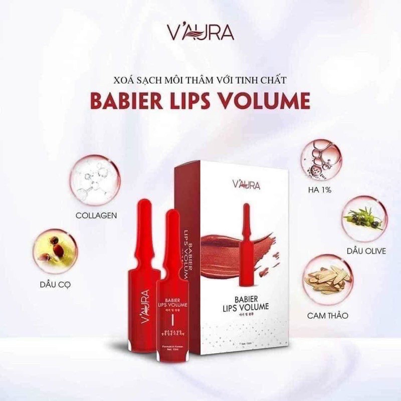 CHÍNH HÃNG- Tinh chất cấy môi Vaura Babier Lips Volume, mờ thâm làm hồng môi sau 7 ngày ....