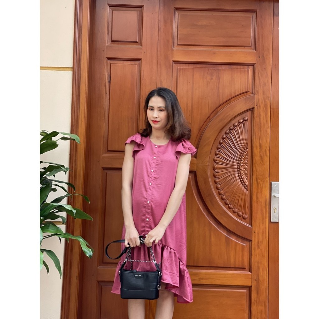 Váy bầu công sở chất đũi lụa siêu sang thiêt kế đuôi cá nữ tính V269