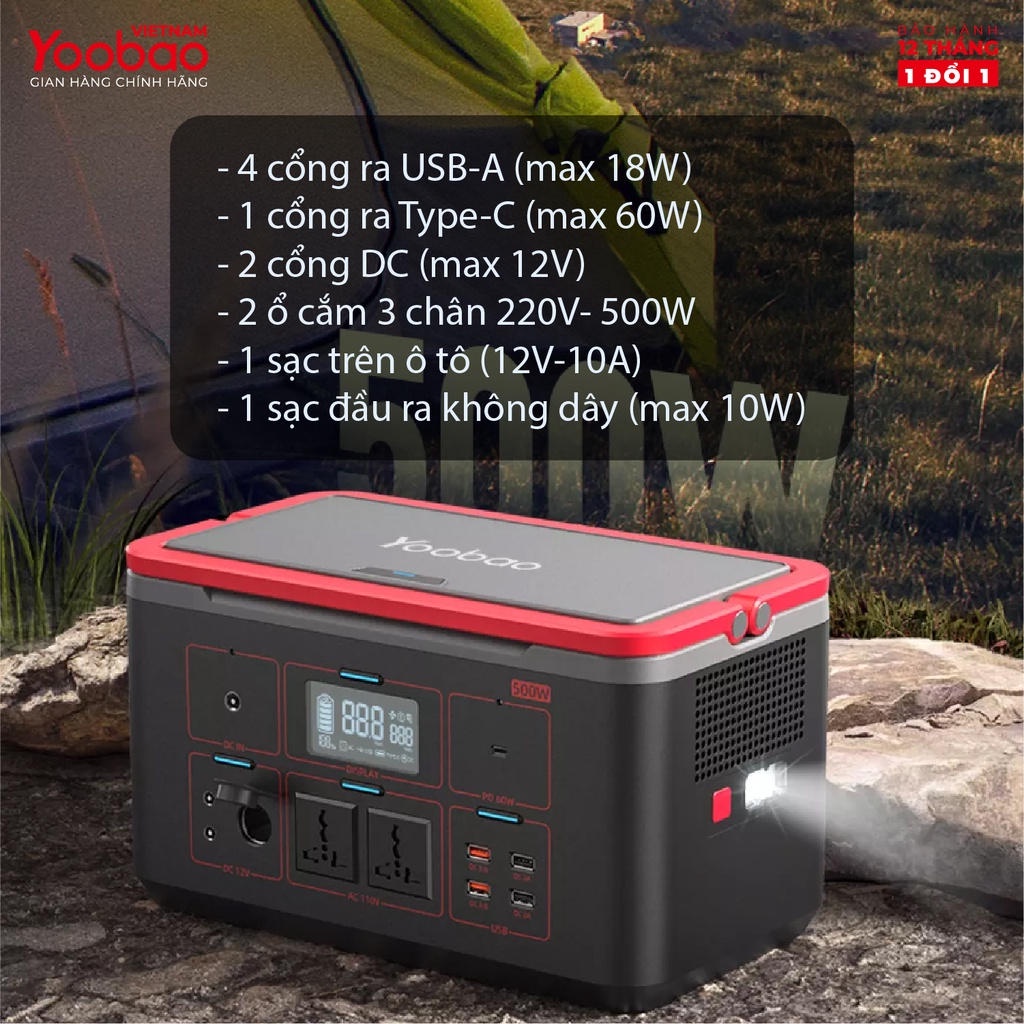 [Mã ELHASALE1TR giảm 5% đơn 3TR] Trạm sạc dự phòng 150000mAh Yoobao EN500S Sạc nhanh PD60W 220V/500W