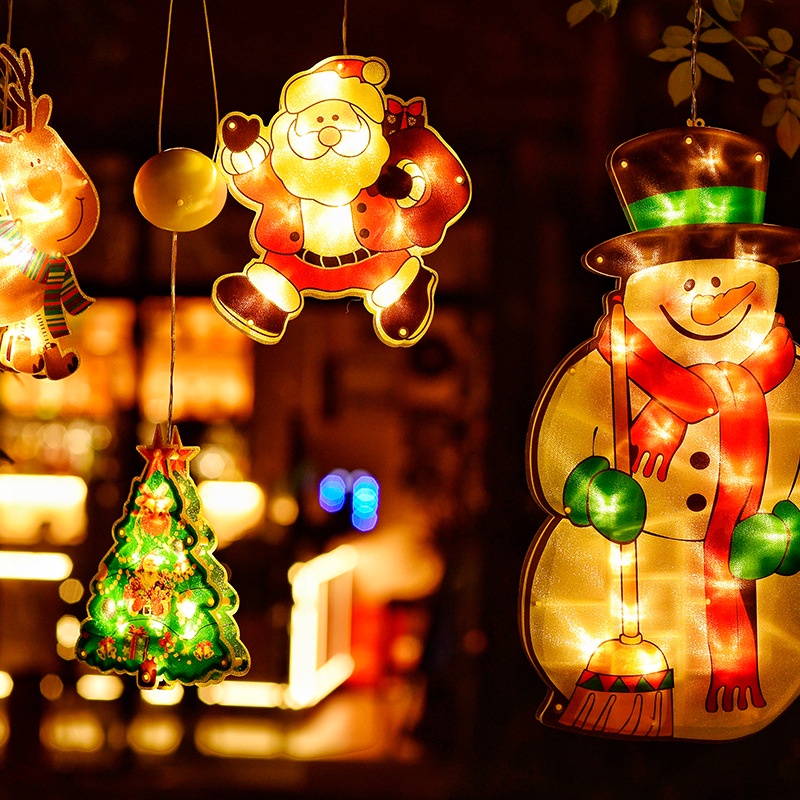 Đèn LED trang trí giáng sinh năm mới hình người tuyết/tuần lộc có giác hút