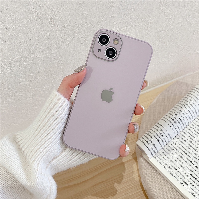 Ốp điện thoại mặt kính cường lực màu đục cho IPhone 13 Pro Max 11 12Pro MAX 7P 8Plus ipx Xr Xs Max