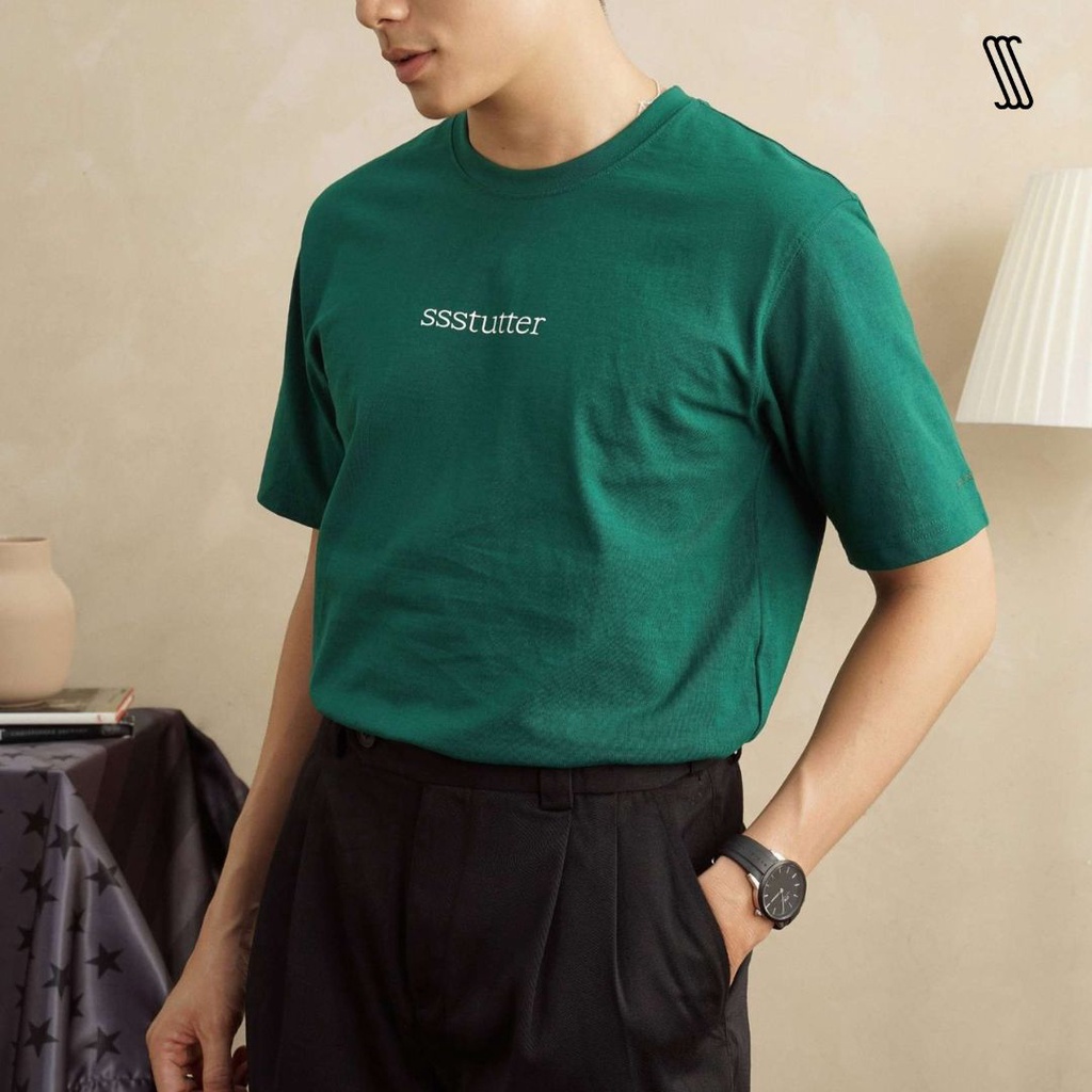 Áo thun nam nữ form refined fit SSSTUTTER cotton thoáng mát in chữ SSSTUTTER TEE