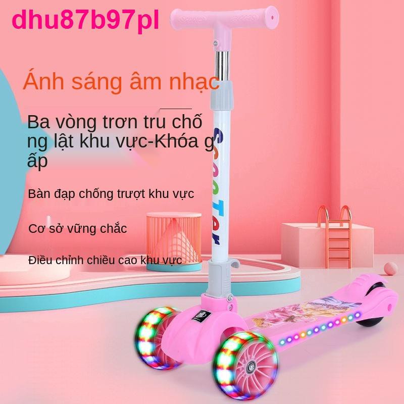 Xe trượt trẻ em mới 2 -6-8-12 tuổi nhạc gấp nhấp nháy nâng ván ba bánh bốn cho bé trai và gái