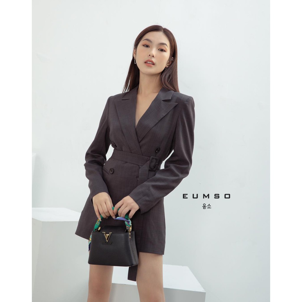 EUMSO - Áo Blazer xám thiết kế kèm thắt lưng NARA GRAY BLAZER