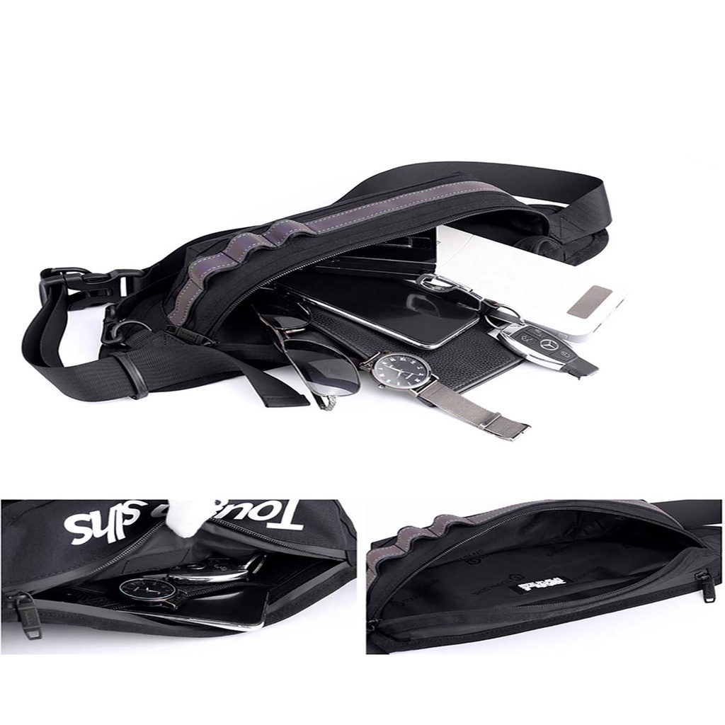 Túi Đeo Hông Vải Thể Thao Nhỏ Gọn, Thiết Kế Dải Phản Quang, Dành Cho Nam Nữ Phong Cách Hàn Quốc | BigBuy360 - bigbuy360.vn