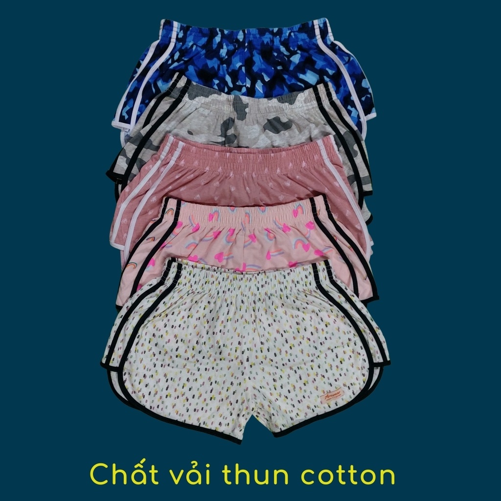 Quần đùi nữ mặc nhà, quần short thể thao 3 sọc thun cotton co dãn, thoáng mát phù hợp mặc nhà, đi dạo, tập gym 40kg-80kg