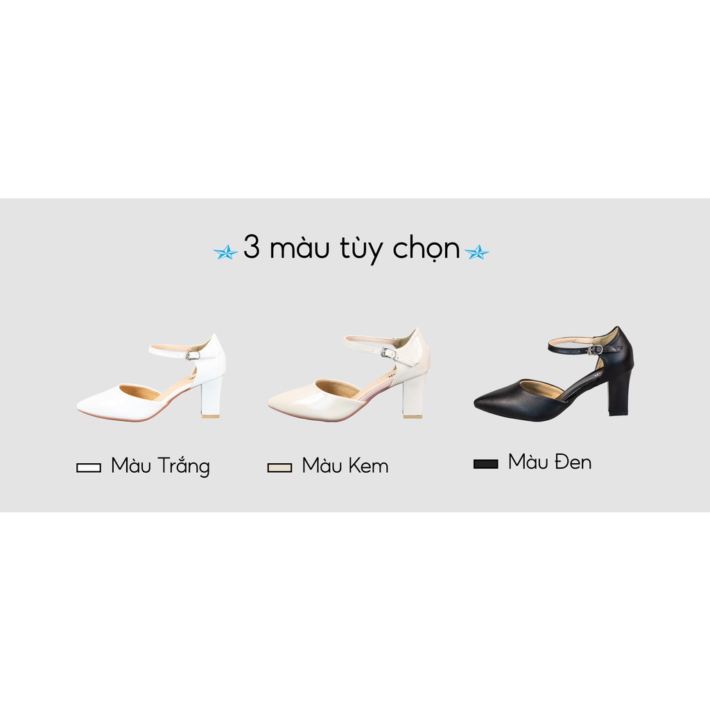 Giày cao gót mũi nhọn nữ ORSIL thời trang cao 7 phân mã TA7-01 3 màu đen trắng kem