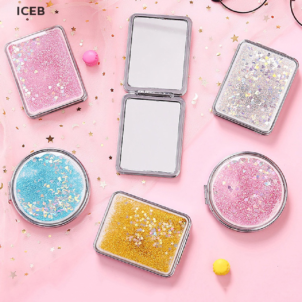 Ic Gương Trang Điểm Hai Mặt Gấp Lại Được Nhỏ Gọn Với Cát Chảy Lấp Lánh my