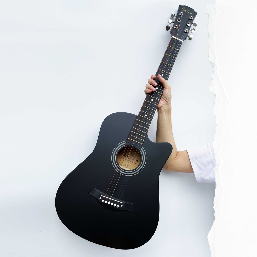 Đàn Guitar acoustic thùng dáng khuyết GU05 màu đen nhám Woim