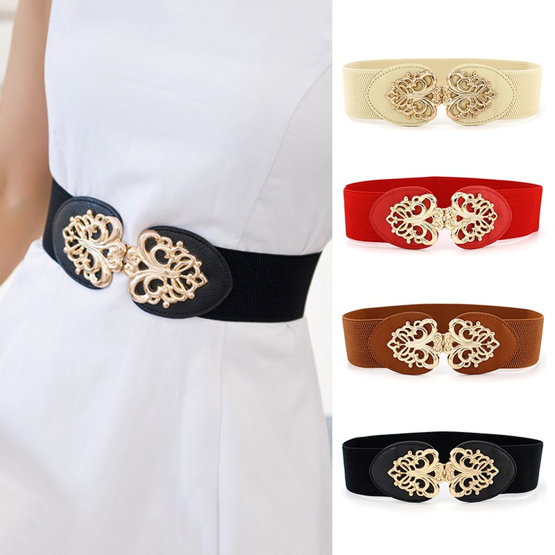 Thắt lưng bản to mặt hình chiếc lá phong cách cổ điển cho nữ