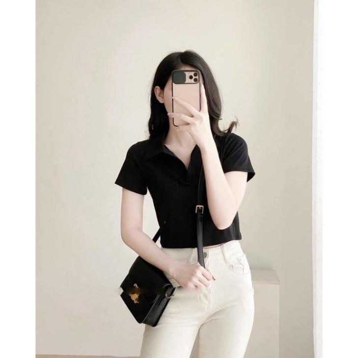 Áo croptop nữ  cổ V chất dày dặn . from ôm chuẩn ảnh/ thoitrangsvtn